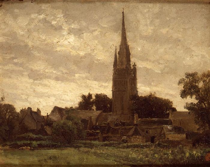 Carlos de Haes La torre de la iglesia oil painting image